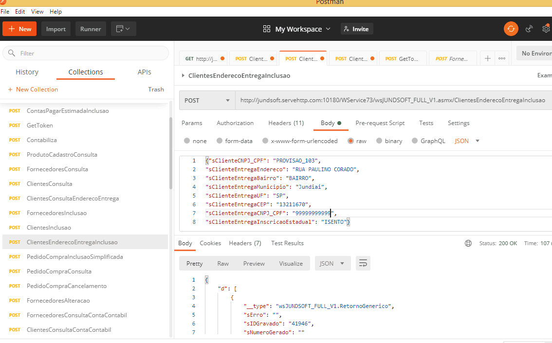 WSFClientesEnderecoEntregaInclusao
