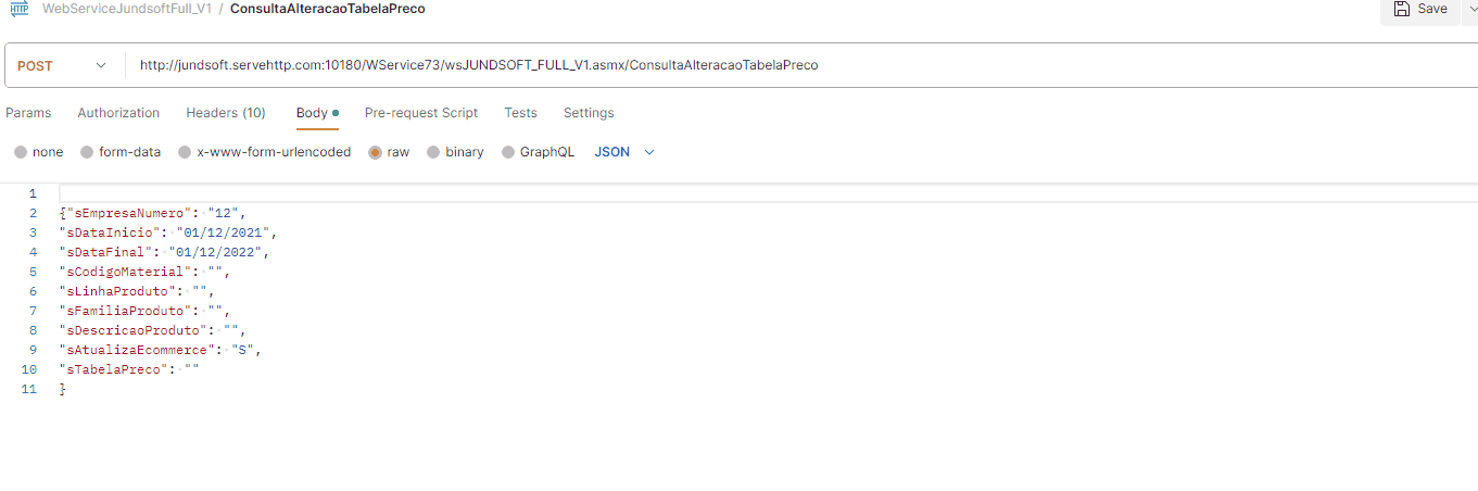 WSFConsultaAlteracaoTabelaPreco