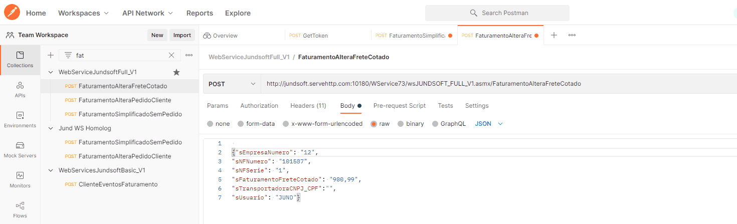 WSFFaturamentoAlteraFreteCotado