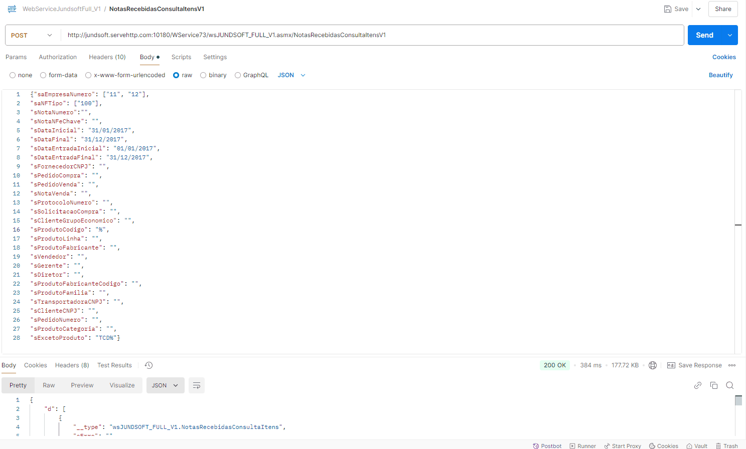 WSFNotasRecebidasConsultaItensV1