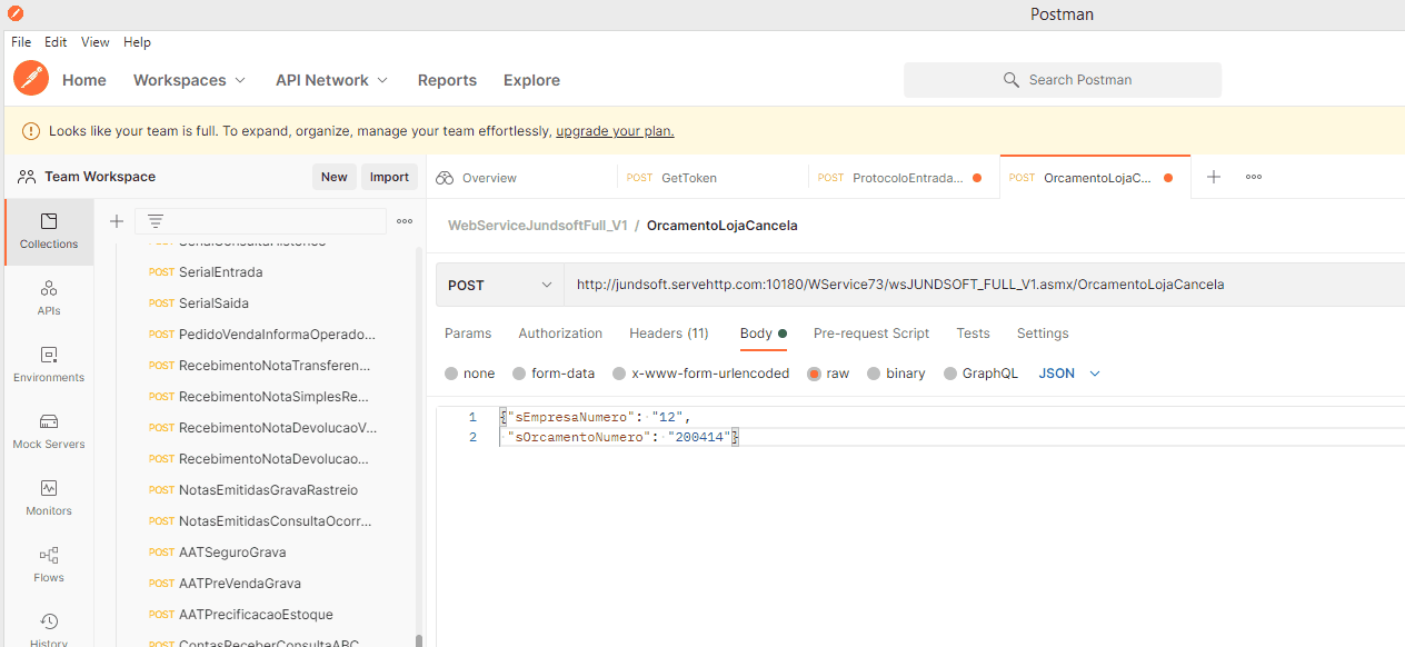 WSFOrcamentoLojaCancela