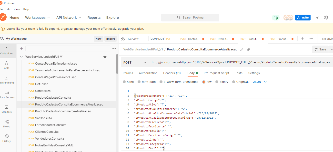 WSFProdutoCadastroConsultaEcommerceAtualizacao