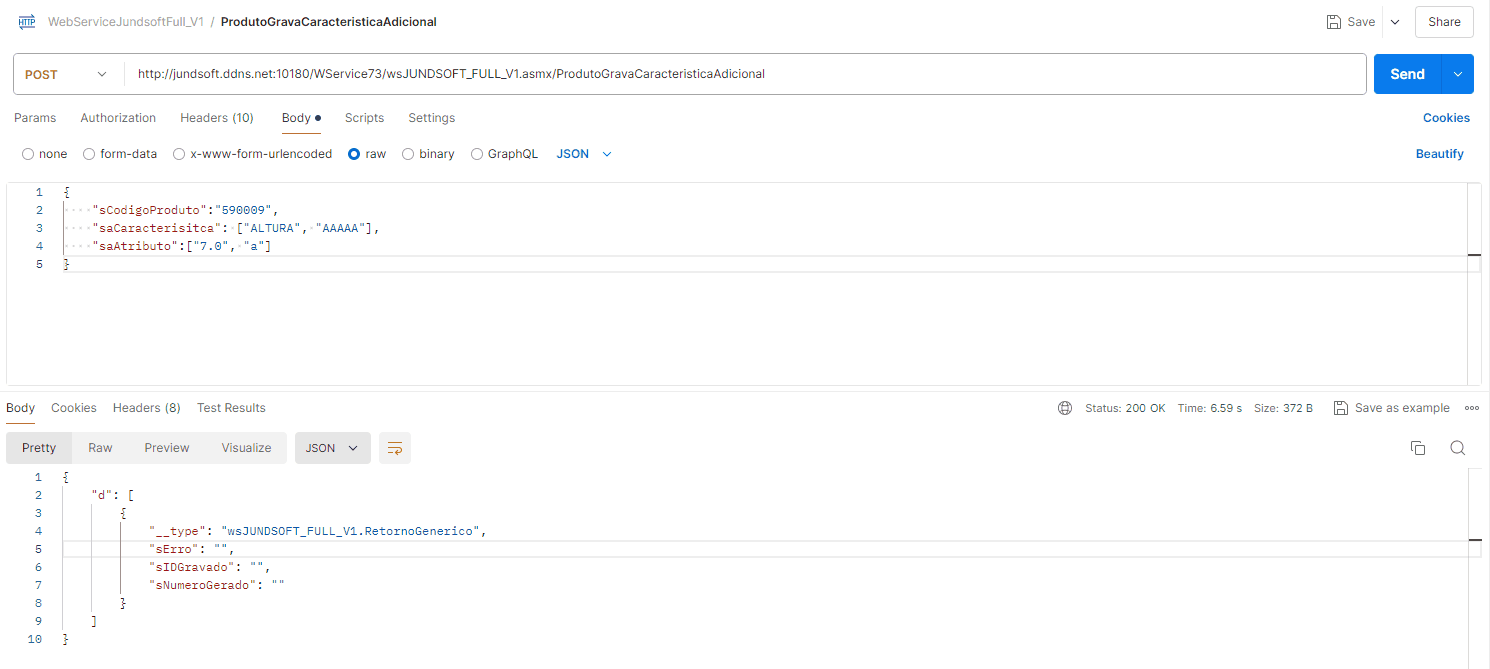 WSFProdutoGravaCaracteristicaAdicional