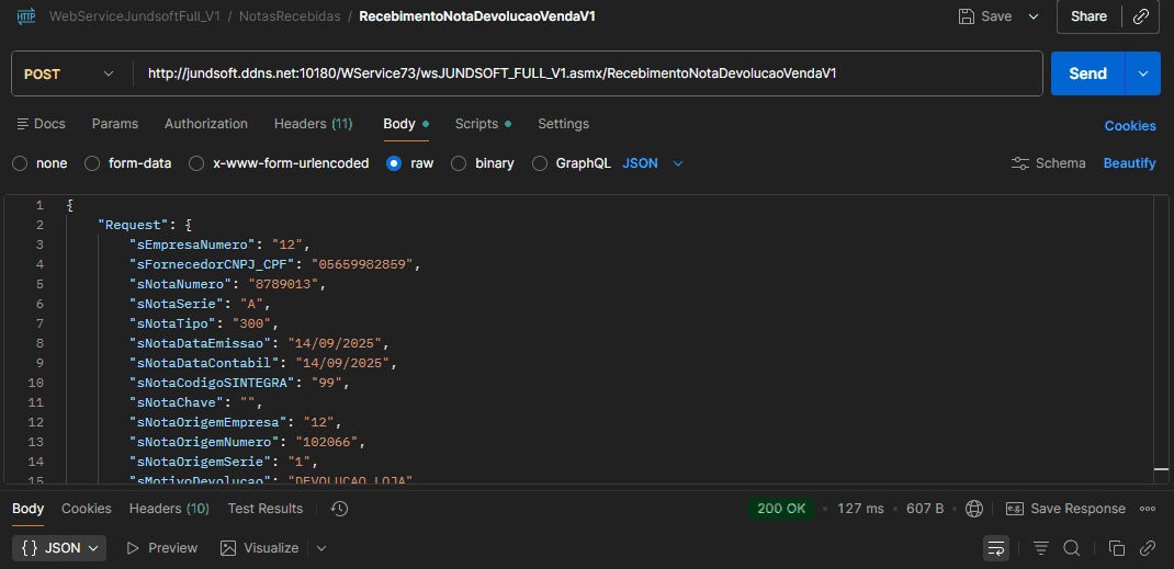 WSFRecebimentoNotaDevolucaoVendaV1